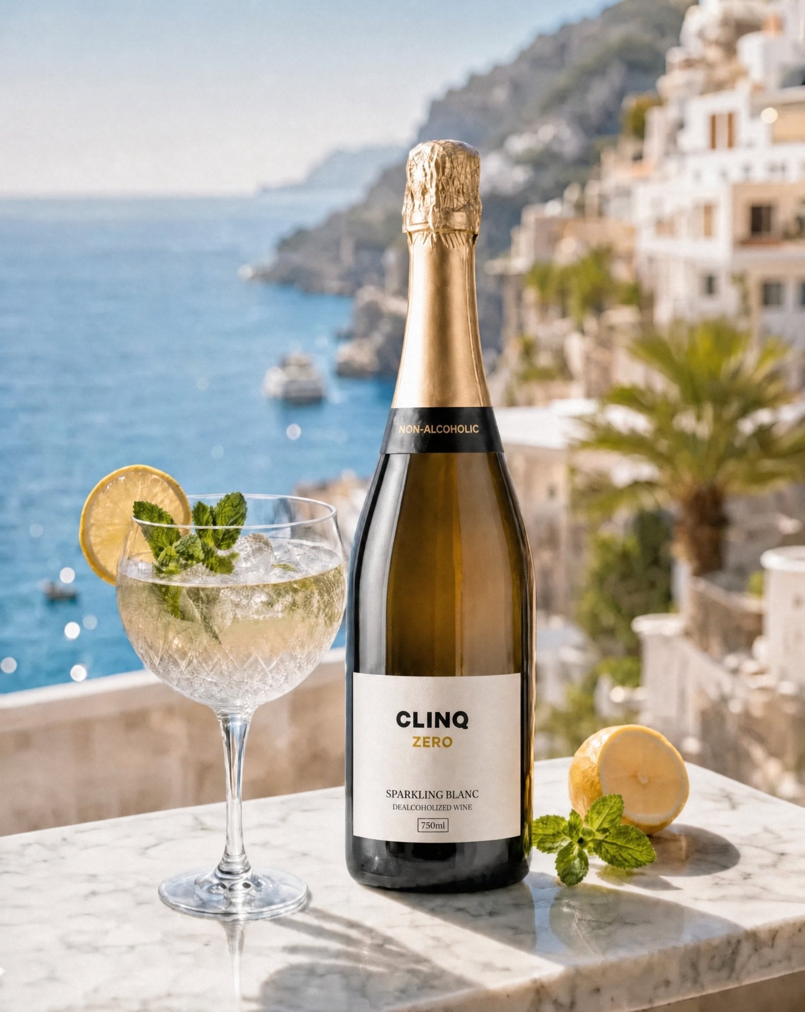 CLINQ ZERO Sparkling Blanc bottle detail